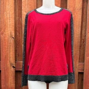 A Love Story Elegant Red and Black Women's Sweatshirt Size L